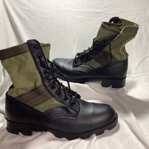 Rothco Jungle Boots Black Leather Olive Drab Canvas Combat Military Size 11W